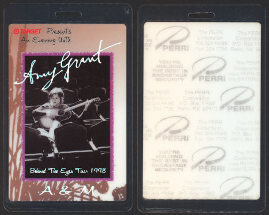 ##MUSICBP0070  - Amy Grant Laminated A & M Record Label PERRi Backstage Pass from the Behind the Eyes Tour