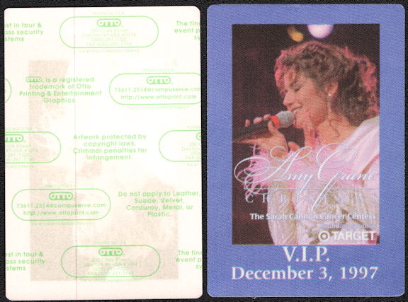 ##MUSICBP0520 - Amy Grant OTTO VIP Backstage Pass from her 1997 Christmas Concert in Nashville