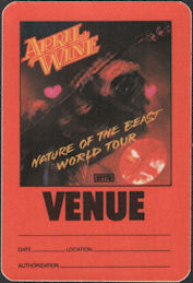 ##MUSICBP0118  - April Wine 1981 OTTO Cloth Venue Nature of the Beast World Tour Backstage Pass