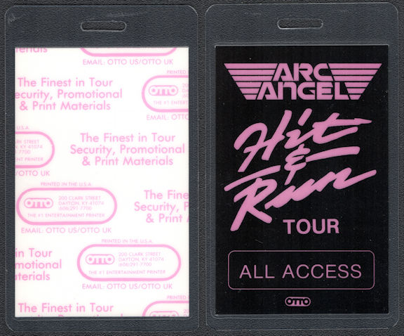 ##MUSICBP0733 - Arc Angel OTTO Laminated Backstage Pass from the 1992 Hit & Run Tour