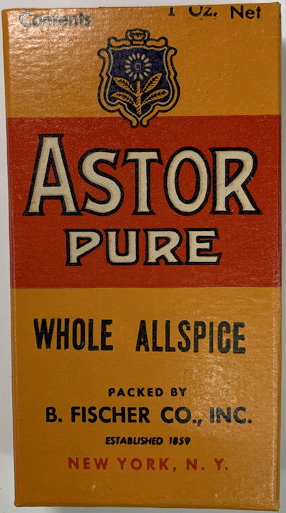 #CS480 - WWII Era Full Box of Astor Brand Pure Whole Allspice