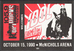 ##MUSICBP0873 - Billy Idol OTTO Cloth Backstage Radio Promo Pass from the 1990 Charmed Life Tour