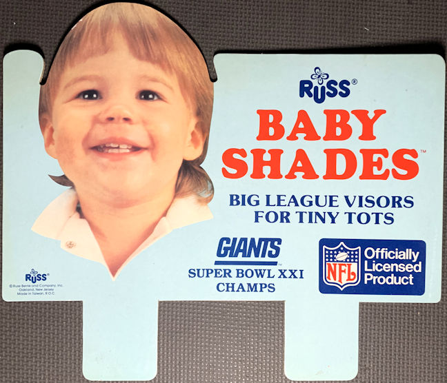 #SIGN259 - Large Thick Cardboard Display Sign for Giants Super Bowl Champs XXI Baby Visor