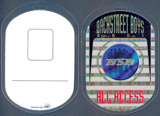 ##MUSICBP0066  - BackStreet Boys All Access Laminated Perri Backstage Pass from the Black & Blue World Tour