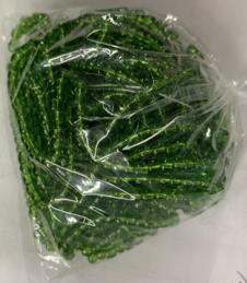 #BEADS1047 - Group of 1500 Rounded Cylindrical 3mm Transparent Green Glass Beads