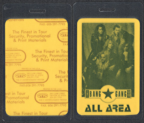 ##MUSICBP0735 - Bang Gang OTTO Laminated Backstage All Area Pass from the 1998 You tour