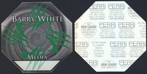 ##MUSICBP0303 - Scarce Barry White PERRi Cloth Media Backstage Pass from the 1994 Icon Tour