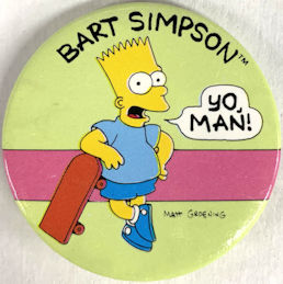 #CH670 - Licensed Bart Simpson Pinback  - 1989 20th Century Fox