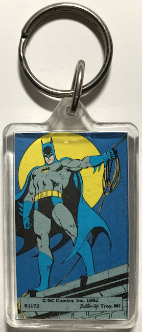 #CH553 - Rare Licensed Batman Keychain with Batman Standing with Rope in Hand - Licensed DC Comics