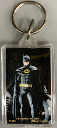 #CH665 - Rare Licensed Batman Keychain with Batman Standing in Front of the Batmobile - Licensed DC Comics