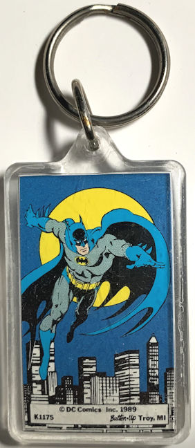 #CH539 - Licensed 1989 Batman Keychain Featuring Batman over the City