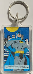 #CH532 - Licensed 1982 Batman Keychain Featuring Batman Posing Under a Full Moon