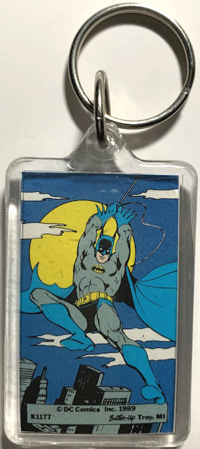 #CH554 - Rare Licensed Batman Keychain with Batman Swinging on his Rope - Licensed DC Comics