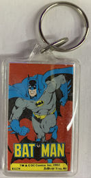 #CH671 - Rare Licensed Batman Keychain with Batman Standing with a Running Batman Pictured