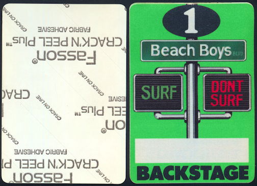 ##MUSICBP0372 - Beach Boys Fasson Cloth Backstage Pass from the 1991 Surf Don't Surf Tour - Charles Manson