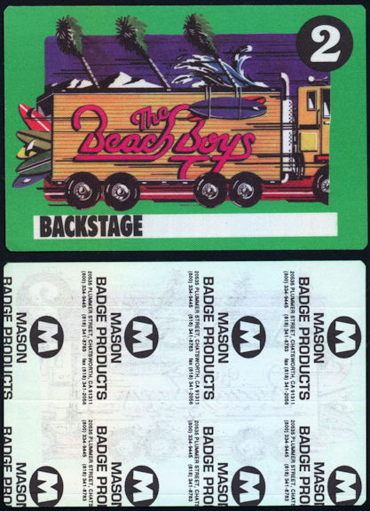 ##MUSICBP0395 - Beach Boys Cloth Backstage Pass from the 1989 Beachago Tour