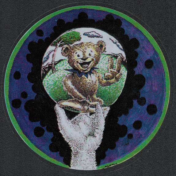 ##MUSICGD2046 - Grateful Dead Car Window Tour Sticker/Decal - Pictures Bear in Bubble Held by a Hand