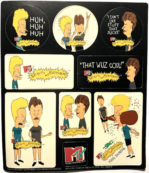 #CH521 - Group of 3 Sheets of Licensed MTV Beavis and Butthead Cardboard Punchouts