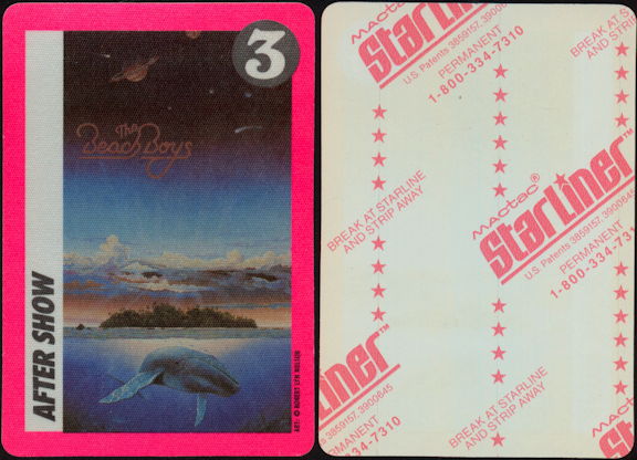 ##MUSICBP0453 - Beach Boys Cloth After Show Backstage Pass from the 1990 Still Cruisin' Tour