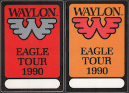 ##MUSICBP0837 - Pair of Uncommon Waylon Jennings OTTO Cloth Backstage Passes from the 1990 Eagle Tour