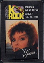 ##MUSICBP0334 - Pat Benatar OTTO Cloth Backstage Radio Pass from the Feb 23, 1986 Concert at Brendan Byrne Arena