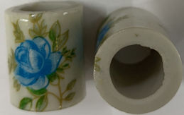 #BEADS0158 - Large Blue Rose Ceramic Japanese Big Hole Bead