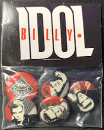 ##MUSICBQ0225 - Pack of 5 Different Billy Idol Pinback - Tour Merchandise