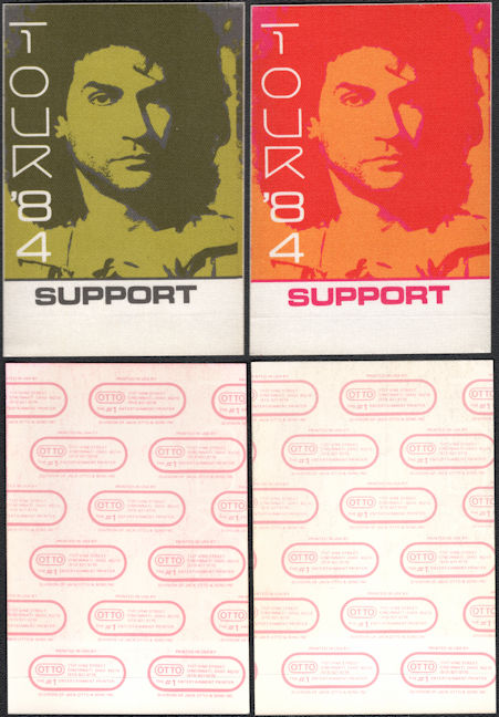 ##MUSICBP0078 - Group of 2 Different Colored Billy Squier Cloth OTTO Support Backstage Pass from the 1984 Signs of Life Tour - Warhol