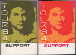 ##MUSICBP0078 - Group of 2 Different Colored Billy Squier Cloth OTTO Support Backstage Pass from the 1984 Signs of Life Tour - Warhol