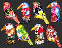 #TY563- Groups of 8 DIfferent Tin Lithographed Japanese Bird Pins