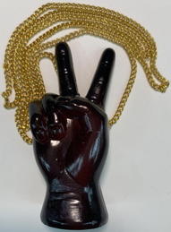 #MSH060 - Hippie Peace Necklace with Very Large Wooden Peace Sign Hand