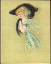 #MSPRINT203 - 1909 Victorian Print - Lady with Black Hat and Black Scarf