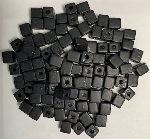#BEADS1018 - Group of 100 6mm Square Black Glass Czech Cube Beads