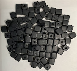 #BEADS1018 - Group of 100 6mm Square Black Glass Czech Cube Beads