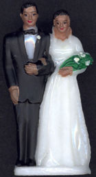 #MS227 - Hand Painted Black Bride and Groom Cake Topper