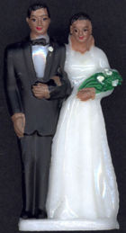 #MISCELLANEOUS392 - Hand Painted Black Bride and Groom Cake Topper