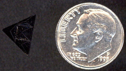 #BEADS0330 - Jet Black Geometric Art Glass Triangular Shaped Cabochon