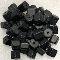 #BEADS0980 - Group of 50 five sided 8mm Matte Black Glass Beads
