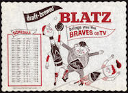 #BA102 - Blatz Beer Advertising Placemat with the 1963 Milwaukee Braves TV Schedule