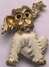 #BEADS1082 - Well Made Hand Painted Metal Scottie Dog Pin with Black Bead Eyes and a Rhinestone FIlled Ear