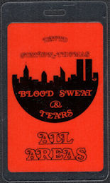 ##MUSICBP0541  - 1984 Blood Sweat & Tears All Areas OTTO Laminated Backstage Pass from the 1984 Tour