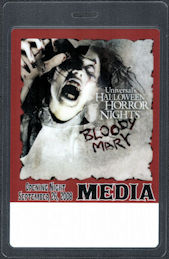 ##MUSICBP1653 - Laminated OTTO Media Pass from the opening Night of Universal Halloween Horror Nights Bloody Mary