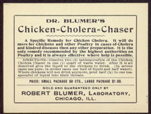 #ZBOT126 - Very Old Dr. Blumer's Chicken Cholera Chaser Remedy Label