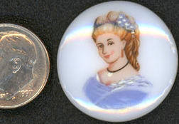 #BEADS0435 - Large 25mm Blue Lady Glass Cameo