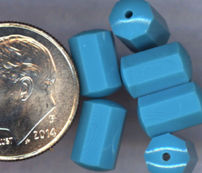 #BEADS0367 - Cylindrical Eight Sided Turquoise Glass Bead