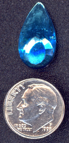 #BEADS0345 - Vintage Large Faceted Teardrop shaped Transparent Blue Cabochon