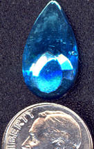 #BEADS0345 - Vintage Large Faceted Teardrop shaped Transparent Blue Cabochon