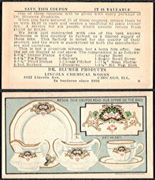 #ZZZ177  - Fancy Very Old Coupon for Dr. Blumer Dinner Plate Set Giveaway