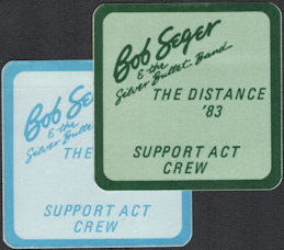 ##MUSICBP0148  - Pair of 1983  Bob Seger & the Silver Bullet Band OTTO Cloth Support Act Backstage Passes from the 1983 The DIstance Tour