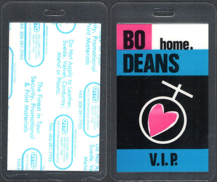 ##MUSICBP0906 - Bo Deans OTTO Laminated Backstage VIP Pass from the Home Tour